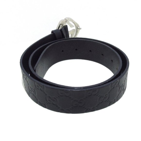 GUCCI Guccissima Black Silver Leather Hardware Belt 271-030525 - Picture 2 of 7